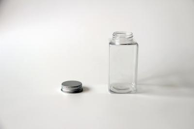 China Square 100ml water / Milk / Juice Clear Pet Jars with screw cap , plastic bottle jars for sale