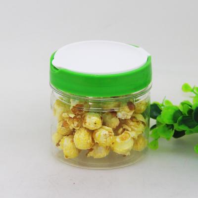 China 400ml Flip Top Plastic Easy Open Lid Dried Food Jars With Labeling LOGO for sale
