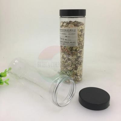 China Environmental Clear Plastic Cylinder With Screw Lid /  Pet Cashew Nuts Can for sale