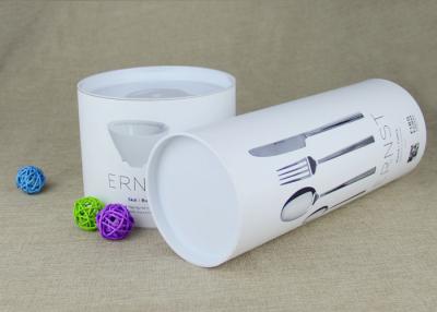 China Empacotamento plástico branco personalizado do tubo do papel de embalagem da tampa, bacia e latas de papel da forquilha à venda