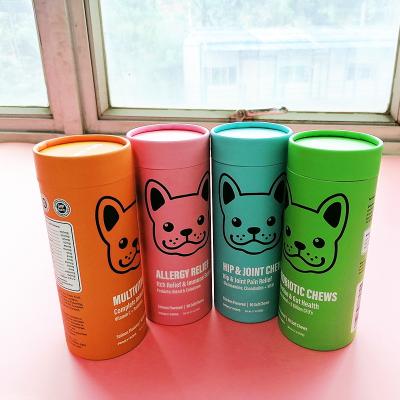 China CMYK Pet Food Can Dog Cat Treat Packaging Round Composite Inner PET Plastic Jar for sale