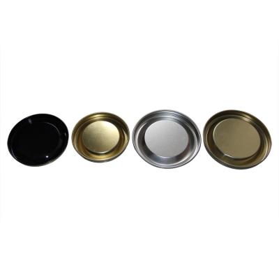 China Various Size Gold / Silver / Black Metal Cap Tin Can Lid For Paper Can Packaging for sale