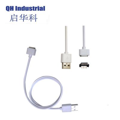 China 4Pin 2.54mm Pitch Male Female Magnetic Pogo Pin cable Charger Connectors white for sale