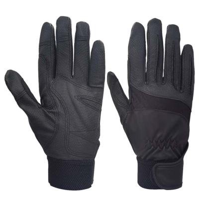 China Hysafety S-XL Black PU Horseback Riding Gloves Horse Show Gloves for sale