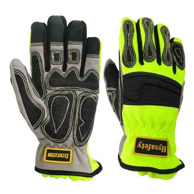 China Abrasion Resistant Size 9 Rescue Extrication Gloves High Visible Green for sale