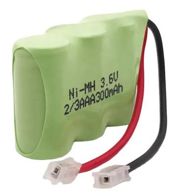 China Rechargeable 3.6V 300mAh Ni Mh Battery Packs 500Cycles 2AAA 3AAA Size for sale