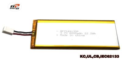 China Batería 6000mah 3.7V 7249135P del polímero de Li del aparato médico con la aprobación de la UL de los CB del kc en venta