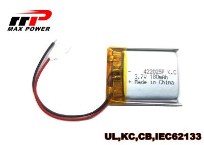 中国 BluetoothのヘッドホーンのEarbud 422025P 180mah 3.7Vの超小さいリチウム ポリマー電池KCのCB UN38.3の承認 販売のため