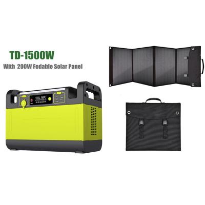 China 1500W Portable Solar Generator 2000 Times Lithium Lifepo4 Battery for sale