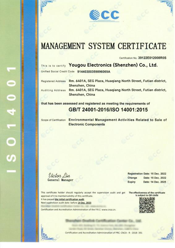 ISO14001 - Yougou Electronics (Shenzhen) Co., Ltd.