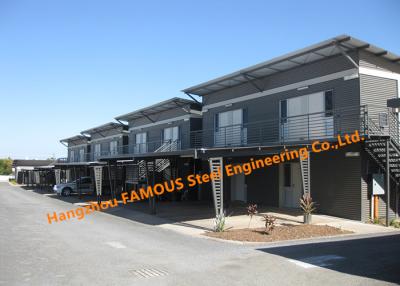China Double Storey Flat Pack Accommodation Block With Modern Look Roof And External Wall And A Carport for sale