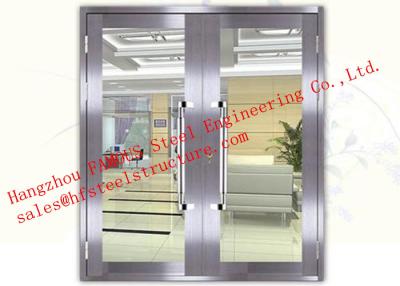 China Galvanized Steel Fireproof Glass Fire Rated Double Doors For Shopping Mall for sale