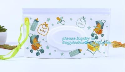 China Wet wipe pouch baby wipe case holder dispenser refillable wet wipe, cartoon pattern travel wipes dispenser holder reusab for sale