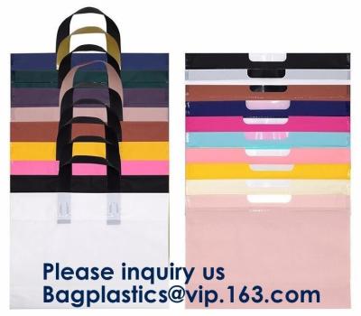China Custom Size Soft Flexi Loop Handle Gold Plastic Shopping Bag Restaurant Takeaway Bag With Printing Square Bottom Plastic for sale