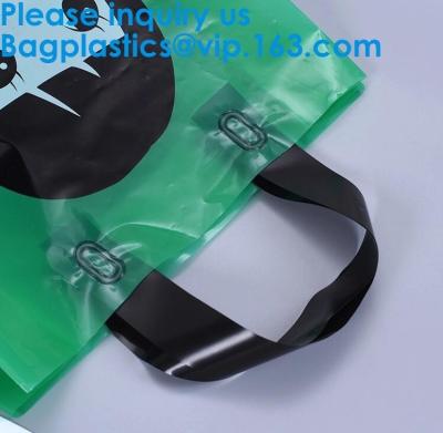 China 100% Biodegradable And Compostable Soft Loop Handle Plastic Bag For Clothing,Handle Block Bottom Plastic Shopping Bag for sale