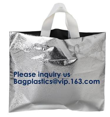 China PLA COMPOSTABLE Biodegradable Plastic Trifold Handle Bag For Shopping Market, CLEAR FROSTED SOFT LOOP SHOPPER BAG for sale