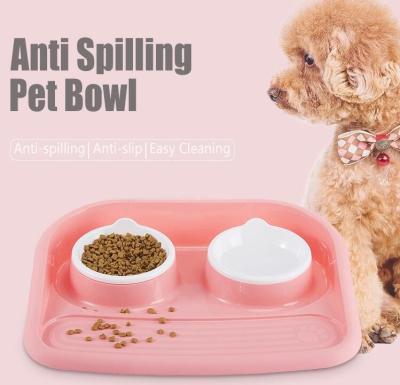 China Non Slip Plastic Feeding Dishes No Spill Pet Dog Cat Double Food Water Bowl For Cat Dog, Premium Colorful Dog Water Food for sale