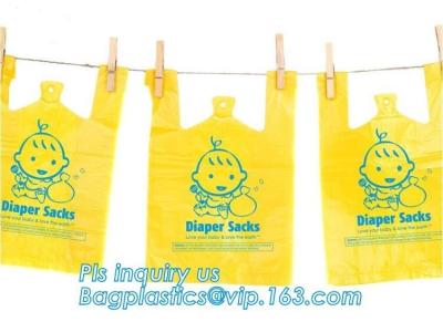 China Amazon hot sale scented disposable Nappy sacks bag baby diaper bag, Eco-Friendly Scented Baby sacks tie handle disposal for sale
