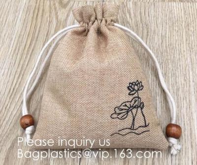 China Polyester Fibre Jute Gift Bag Drawstring and Lining 20 Pcs DIY Craft Jewelry Pouch, Storage Linen Burlap Jewelry Pouches for sale