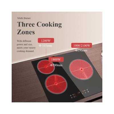 China Infrared Electric Ceramic Hobs With Knob Controls , 3 Zone Ceramic Hob 5100W for sale