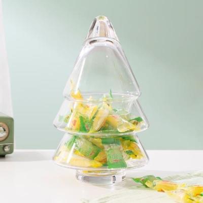 China Handmade Clear Glass Christmas Tree Storage Jar 29 Oz 825ml For Candy for sale