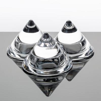 China Triangular Cone Unusual Tea Light Holders Triple Glass Decorative Tea Light Holders for sale