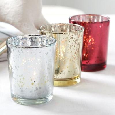 China Christmas Tea Light Mercury Glass Votive Candle Holders 82ml Customized Color for sale