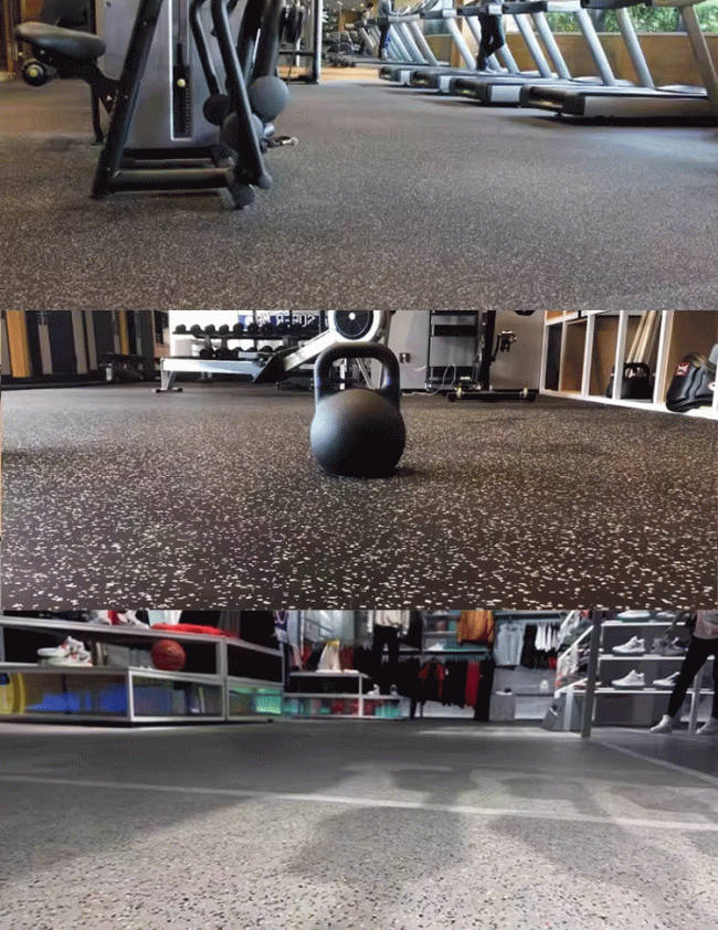 Rubber gym flooring performance and durability testing
