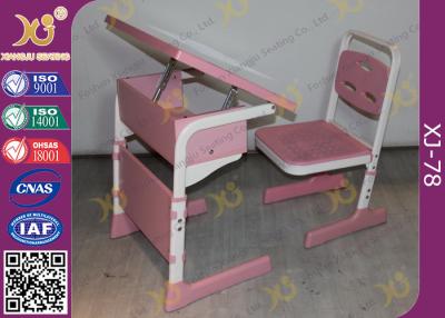 China Single Student Childs School Desk And Chair With Adjustable White Sketch Board for sale