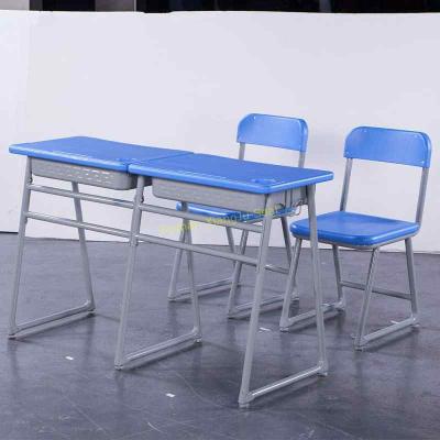 China Grey Color Student Desk And Chair Set / Classroom Desk And Chair for sale