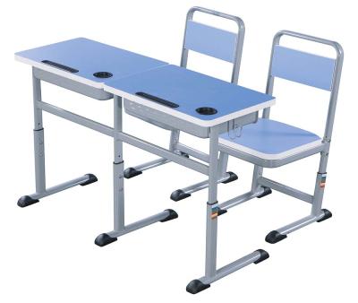 China Double Primary School Student Desk And Chair Set 1.2 MM Steel Electrostatic Spraying for sale