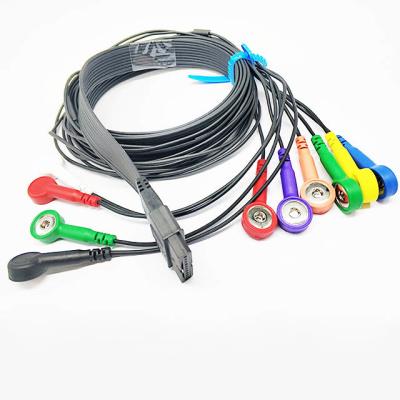 China 10 cable del holter del negro TPU Ecg de Schiller de las ventajas, 24 cables de Ecg de la hora para la máquina de Ecg en venta