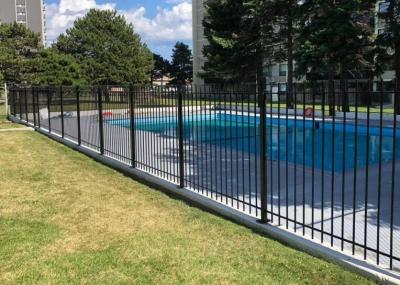 China Low Maintenance Pool Steel Wrought Iron Fence With Flattened Spear for sale