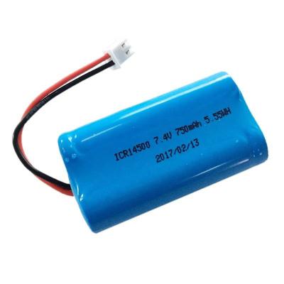 China Icr 14500 Lithium Ion Rechargeable Battery Capacity 750mah Size 55 * 29 * 17mm for sale