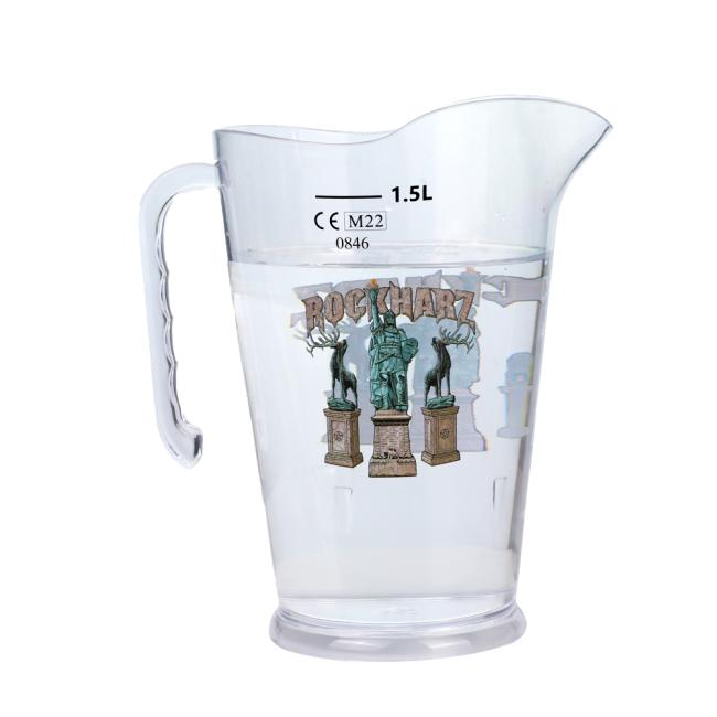 Close-up view of Yeecome acrylic water pitcher details and measurements