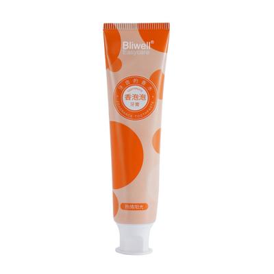 China 180g Bubble Orange Fruit Flavor Toothpaste Natural Perfume Tartar Prevention for sale