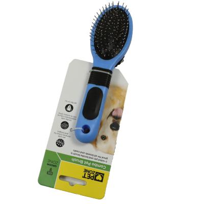 China Dog Double Sided Pet Comb For Grooming Rubber Shedding Pet Grooming Dual Sided Comb 206mmx57mmx57mm for sale