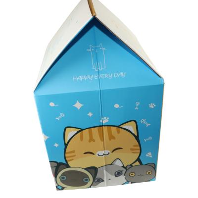 China Cat Scratching Post Cardboard Scratch Pad House Multiple Functions 53x33x32CM for sale