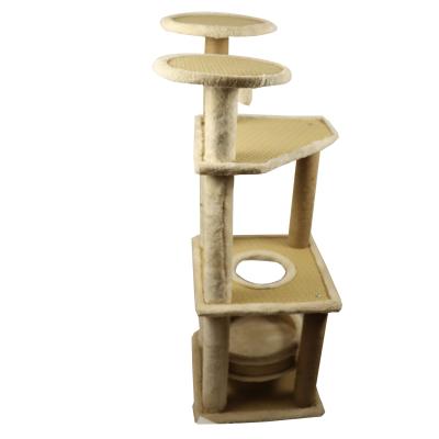 China Wood Cat Wall Climbing Furniture Tower Tree Ladders Sturdy Base High Columns Covered 40x40x120cm for sale