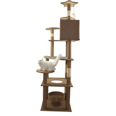 China Collapsible Cat Climbing Frame Tree With Feeding Station 38 Inches 30 Inches 32 Inch  36 Inch Natural Sisal Multi Layer for sale
