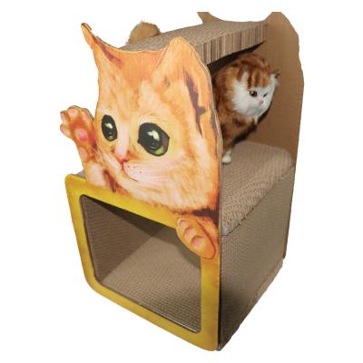 China Castle Cardboard Cat Scratcher Bed House Scratching Houses Cozy Space Multiple Layers 51.5x31x11CM for sale