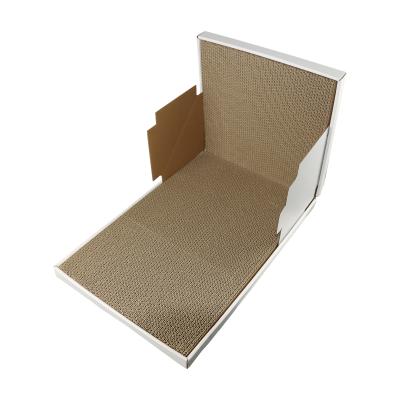 China Big Aesthetic Cat Scratching Post Bed Corrugated Cardboard Cat Scratcher House 35x35x55CM for sale