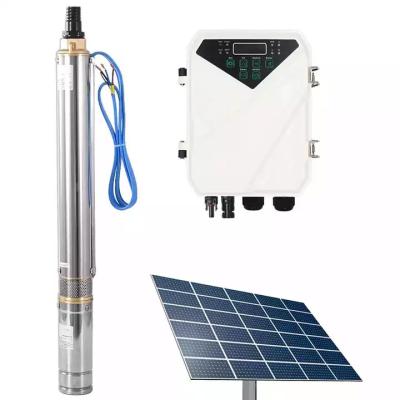 China 64 Meters Head Solar Water Pump System Dc 1.7m3/H High Flow Submersible Water Pumps For Agriculture Irrigation for sale