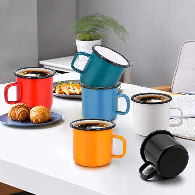 Enamel Mug Custom Logo & Decors Printing Metal Steel Coffee Tea Mugs with Multi Capacity
