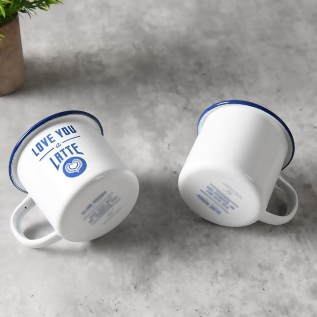 350ml Enamel Mug Custom Decal Printing Rolled Rim Coffee Tea Mugs