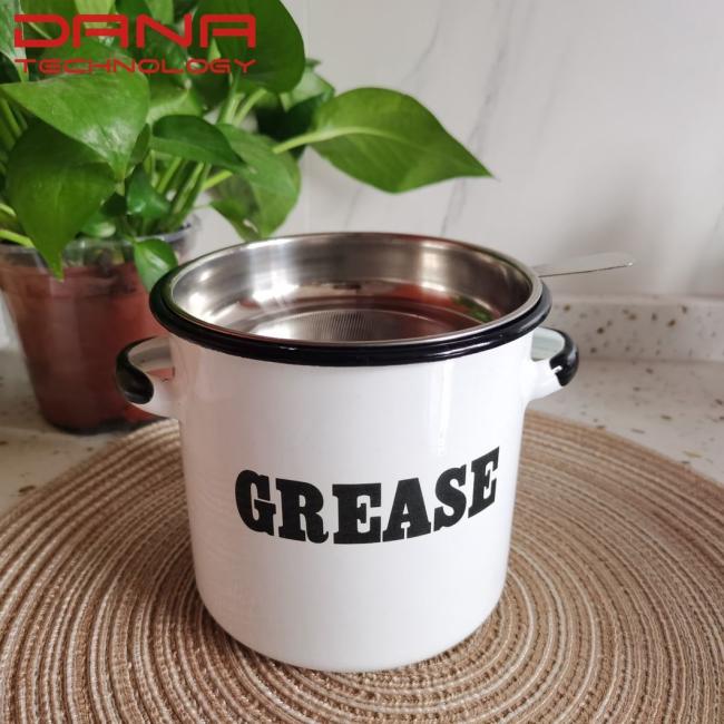 Food Grade Grease Container with Lid Oil Storage Enamel Bacon Container