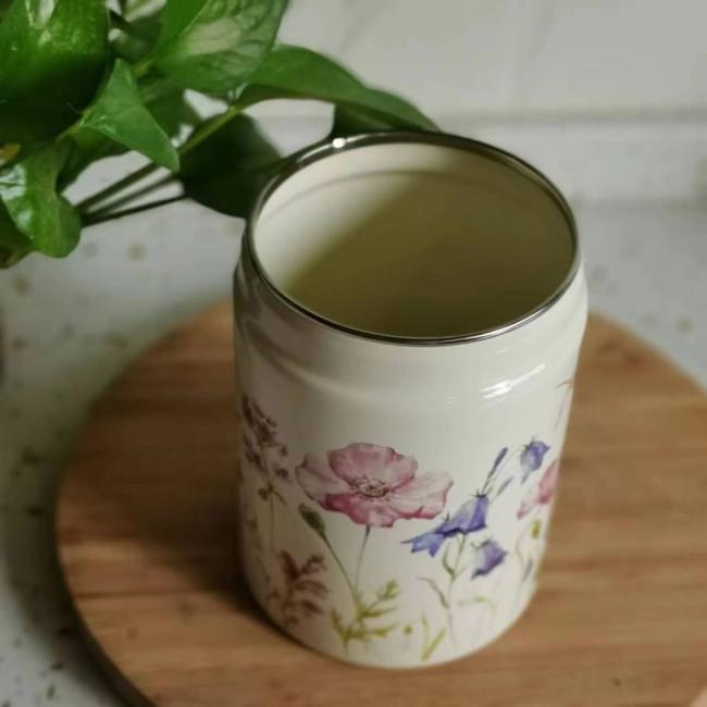 Marble Color Coating Metal Food Box Potatoes Storage Can Bread Container with Potatoes Storage Can