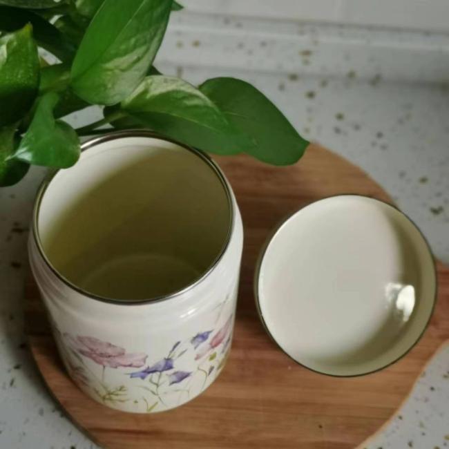 Marble Color Coating Metal Food Box Potatoes Storage Can Bread Container with Potatoes Storage Can