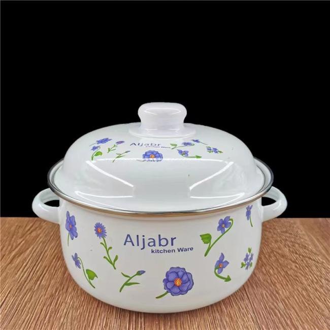 16/18/20cm Enamel Casserole Custom Logo Decal Eco-Friendly Enamel Cooking Pot Soup Pot Food Warmer Pot Set