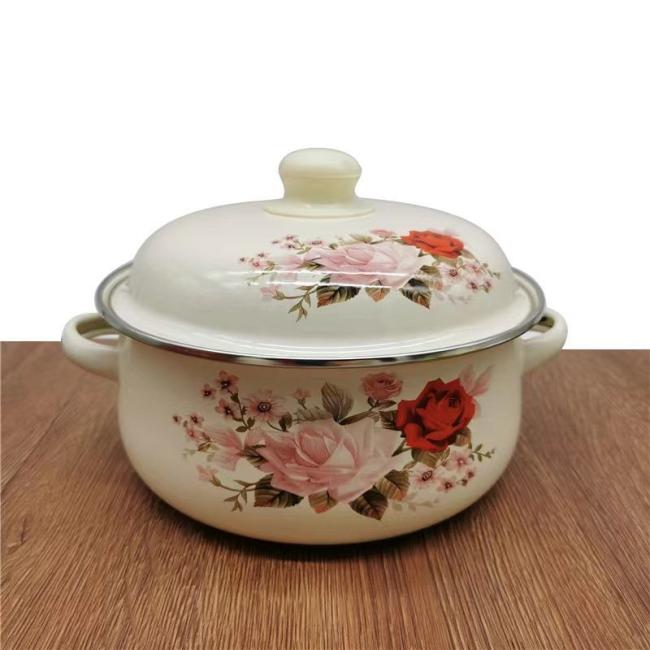 16/18/20cm Enamel Casserole Custom Logo Decal Eco-Friendly Enamel Cooking Pot Soup Pot Food Warmer Pot Set